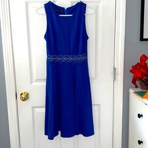 Royal blue sleeveless midi dress